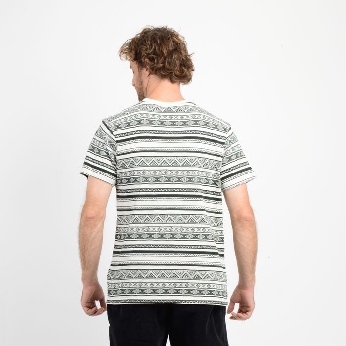 POLERA MANGA CORTA IKAT JACQUARD BEIGE CLARO