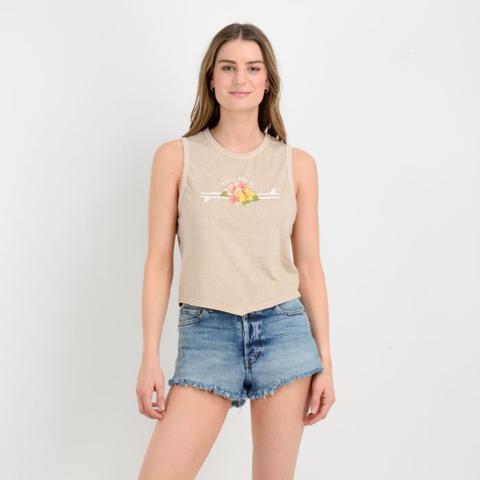 POLERA SIN MANGAS TROPICAL SURF  BEIGE OSCURO