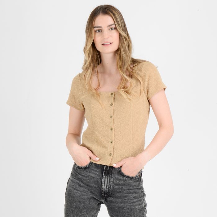 POLERA MANGA CORTA JACKIE  BEIGE OSCURO