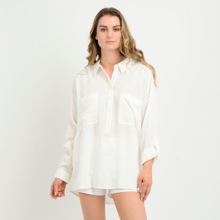 BLUSA MANGA LARGA KRYSTEN  BEIGE CLARO