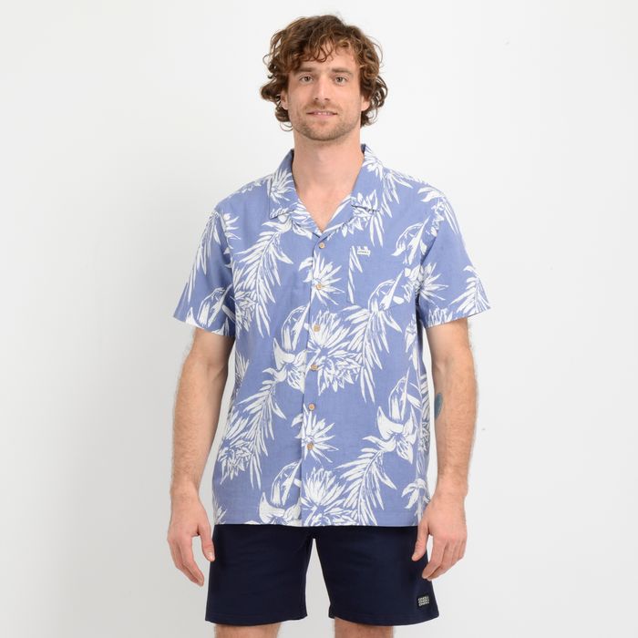CAMISA MANGA CORTA TROPICANA  AZUL