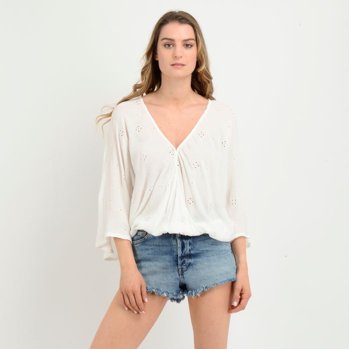 BLUSA MANGA CORTA SABANNA  BLANCO