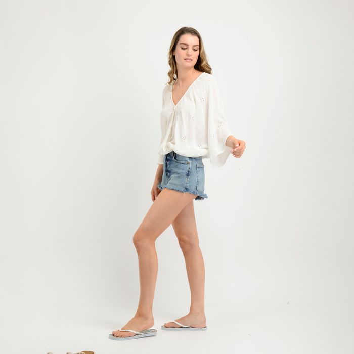 BLUSA MANGA CORTA SABANNA  BLANCO