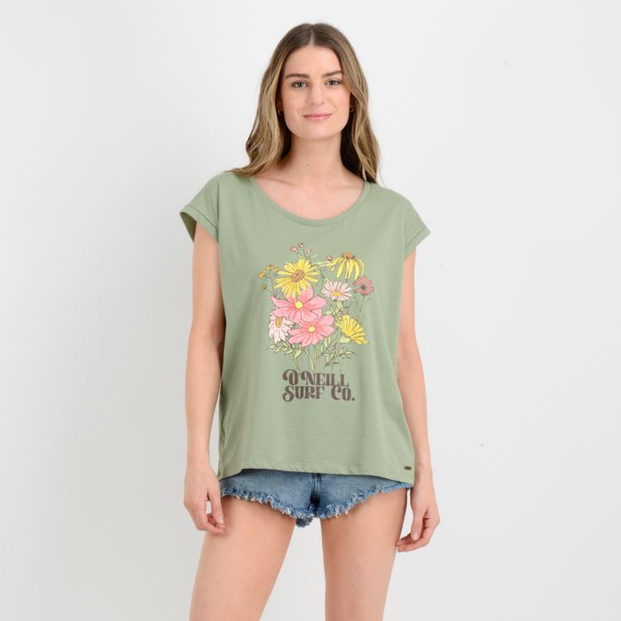 POLERA MANGA CORTA BOUQUET VERDE