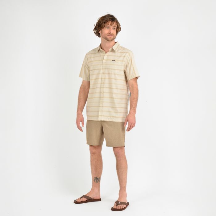 CAMISA MANGA CORTA SEAFARING STRIPÈ BEIGE