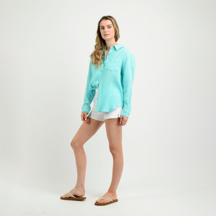 BLUSA MANGA LARGA LENI  AZUL TURQUESA / AGUA