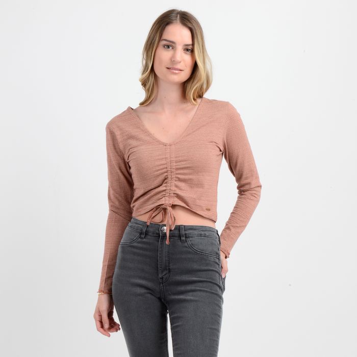 POLERA MANGA LARGA LEANNE CAFÉ COBRE