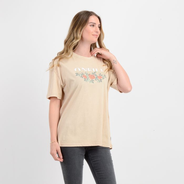 POLERA MANGA CORTA FLOWER  VINEZ BEIGE
