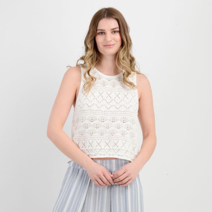 POLERA TEJIDA SIN MANGAS CEDAR BEIGE CLARO