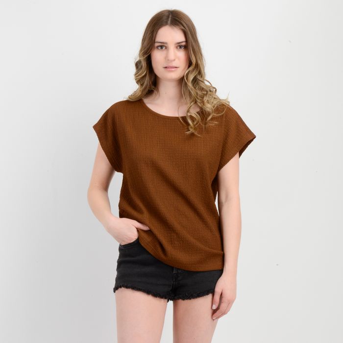 POLERA MANGA CORTA ELISA CAFÉ CLARO