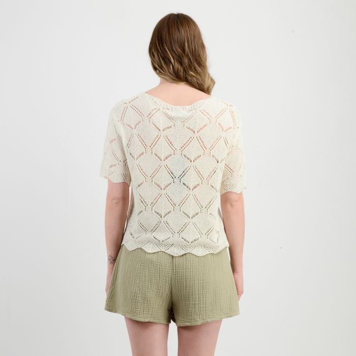 POLERA TEJIDA MANGA CORTA ELLISON BEIGE CLARO