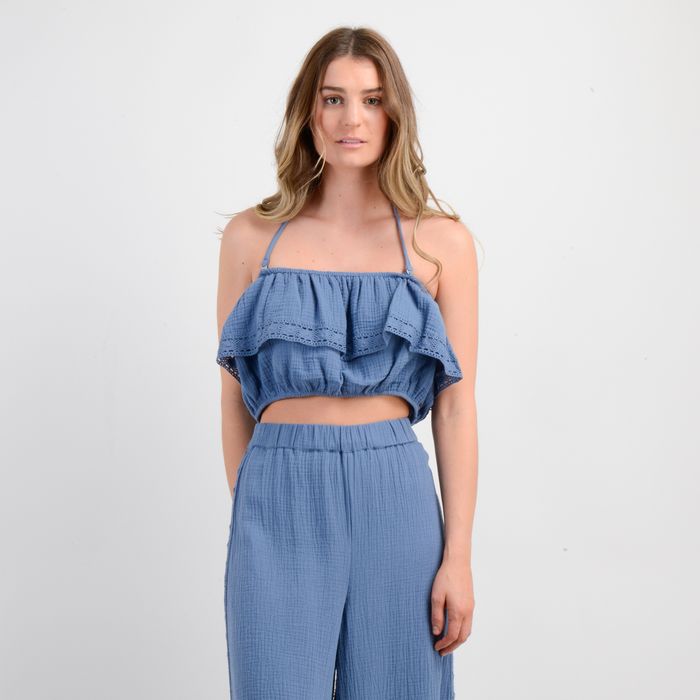 BLUSA SIN MANGAS LENI TOP AZUL