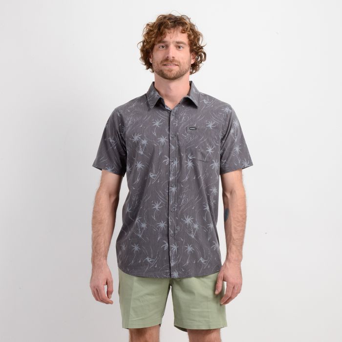 CAMISA MANGA CORTA TRVLR TRAVERSE PALM GRIS OSCURO