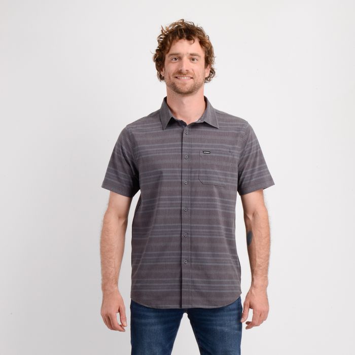 CAMISA MANGA CORTA TRVLR TRAVERSE STRIPE GRIS OSCURO