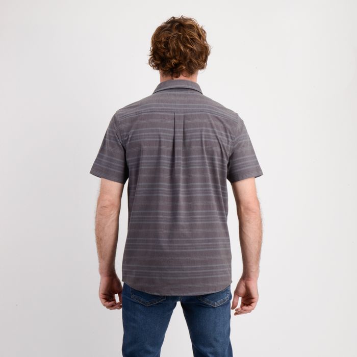 CAMISA MANGA CORTA TRVLR TRAVERSE STRIPE GRIS OSCURO