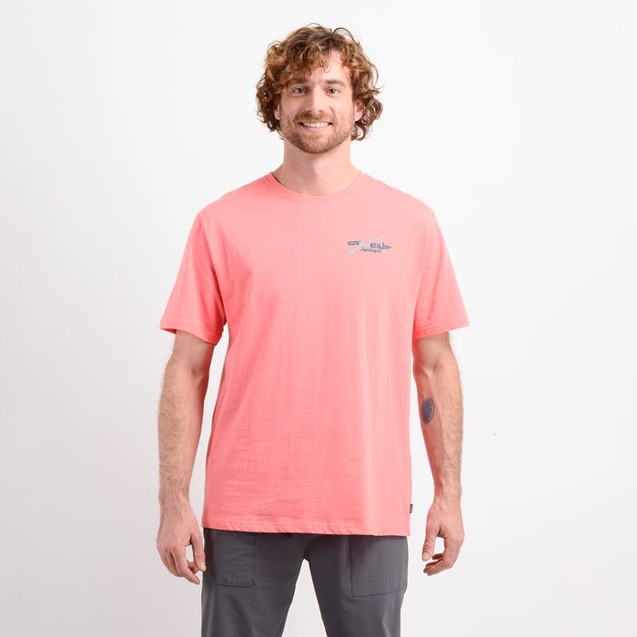 POLERA MANGA CORTA SURFBOARD NARANJO CLARO