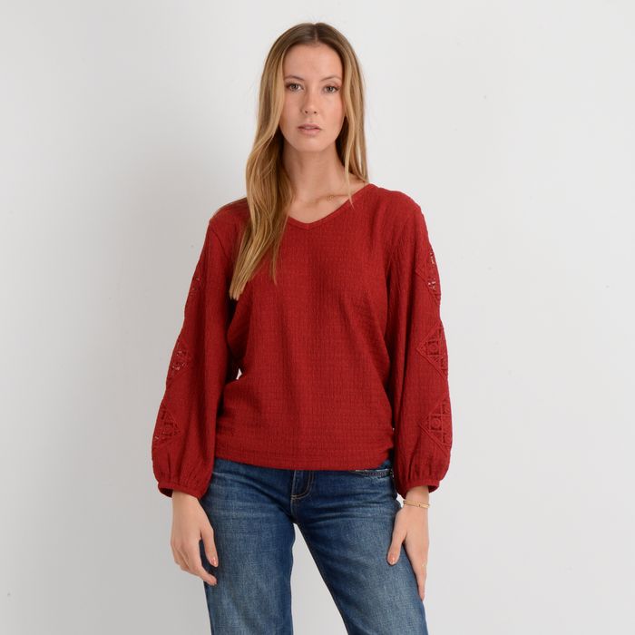 POLERA MANGA LARGA BRAYTON ROJO OSCURO