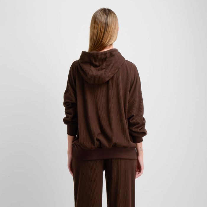 POLERON HOODIE ACANALADO JULY CAFÉ