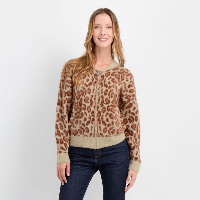 SWEATER CON CIERRE WILD CAFÉ CLARO