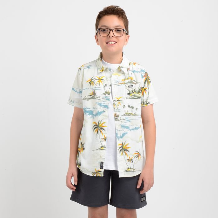 CAMISA MANGA CORTA PALMADE  BEIGE CLARO